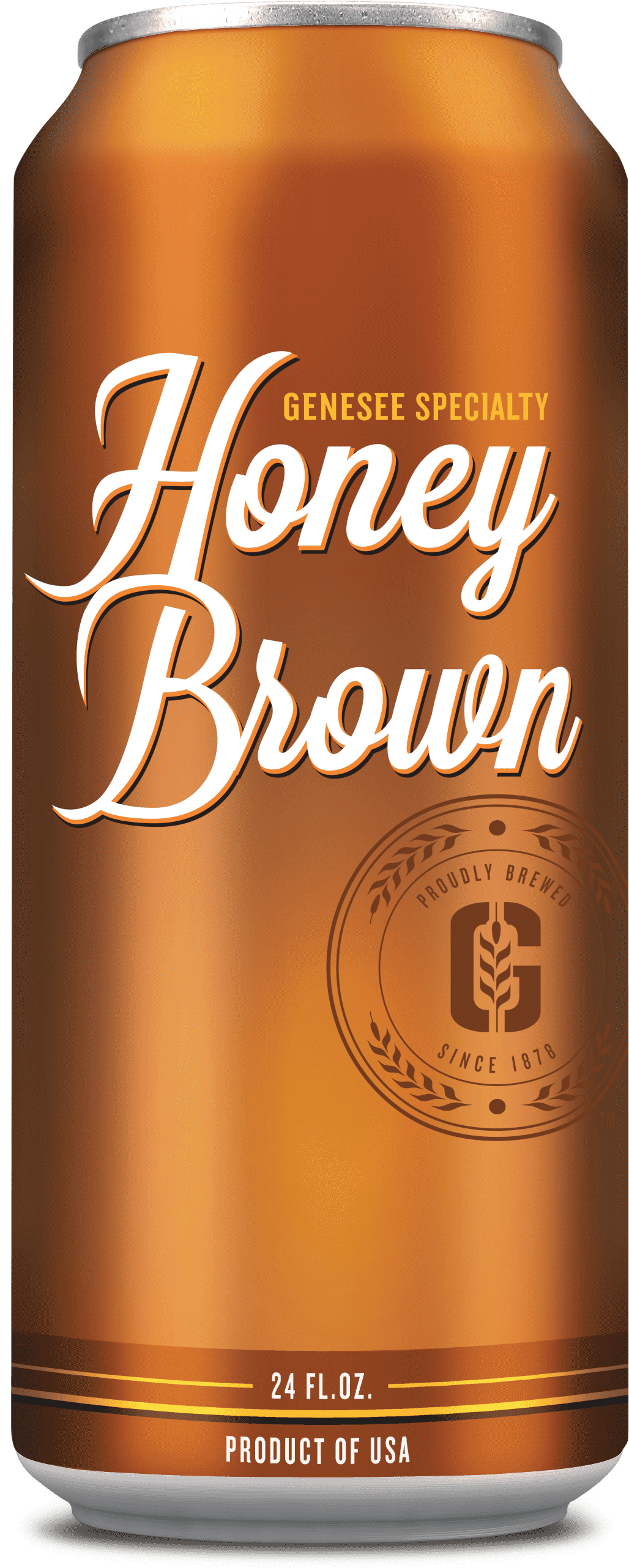 A can of Genesee Honey Brown Lager