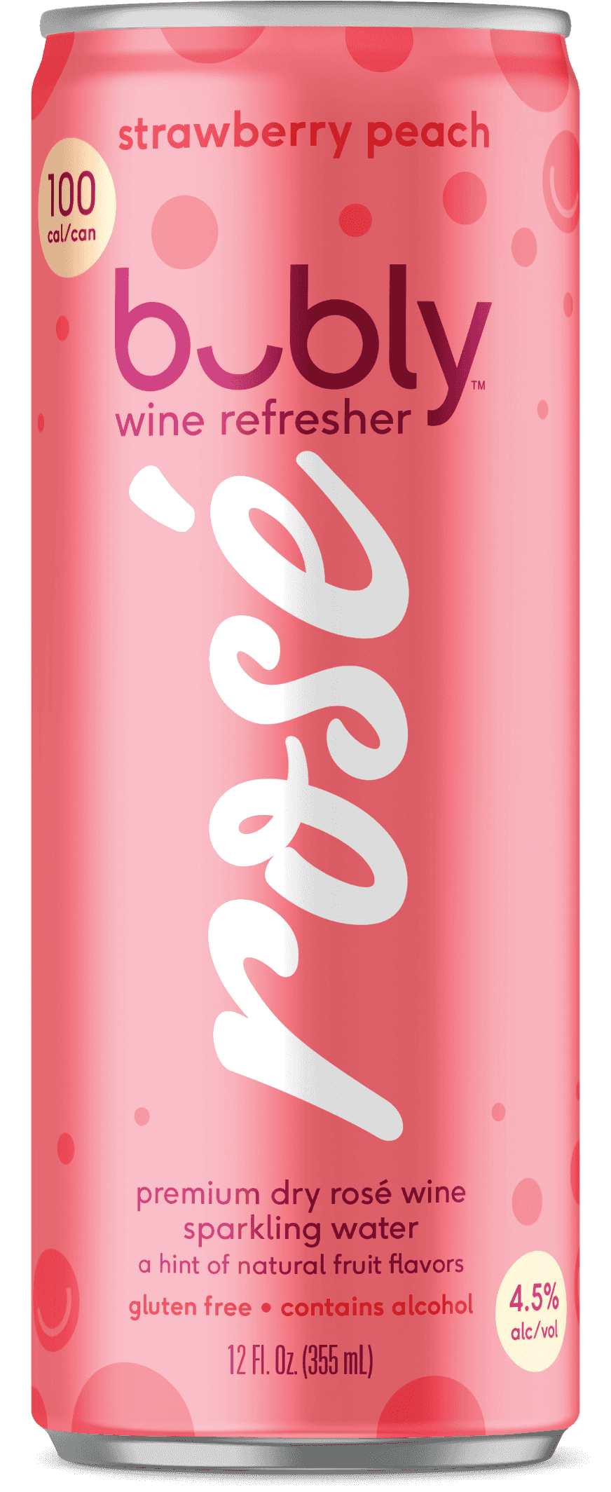 A can of Bubly Wine Refresher Strawberry Peach