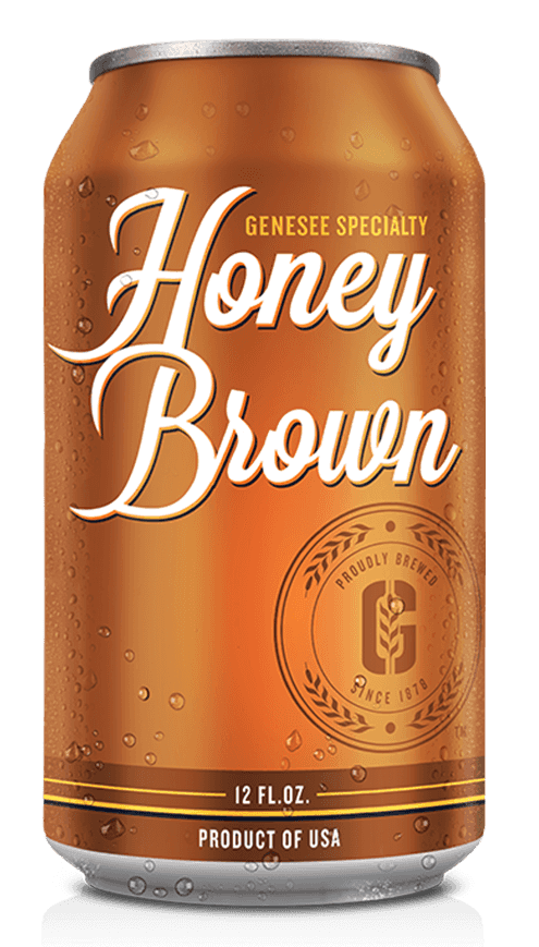 A can of Genesee Honey Brown Lager
